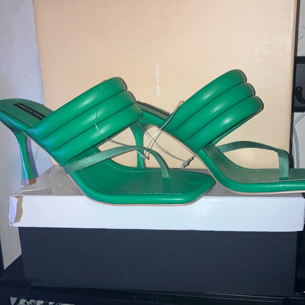 French Connection Green Heeled Sandals